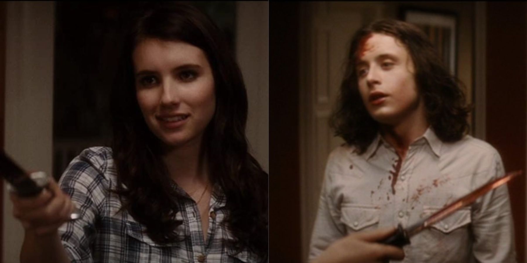 Jill and Charlie holding knives in Scream 4