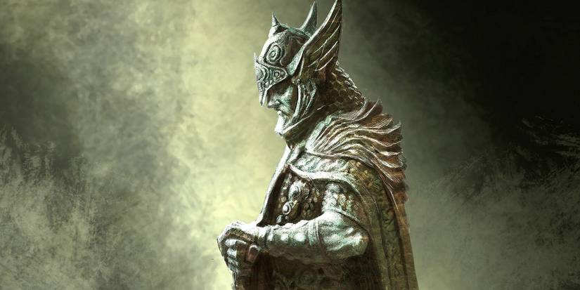 Image from Skyrim showing a statue of Talos.