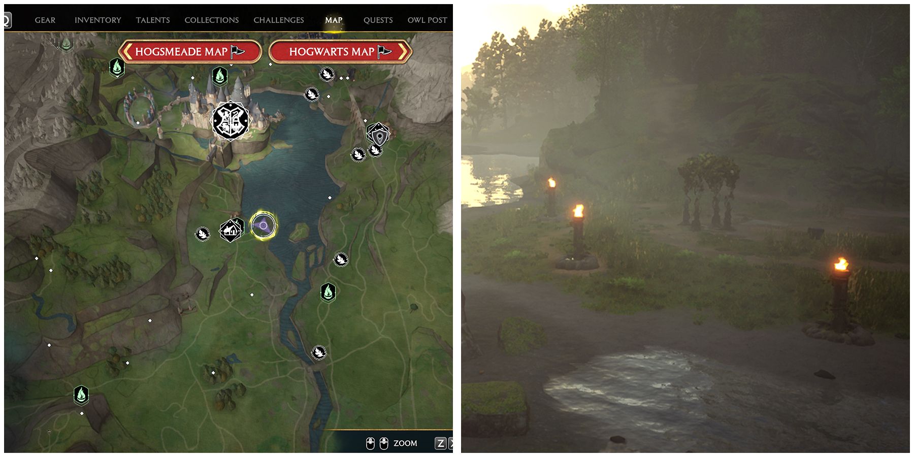 south hogwarts region merlin trial 1 location in hogwarts legacy