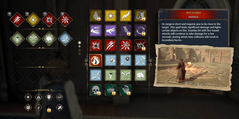 spells menu in hogwarts legacy