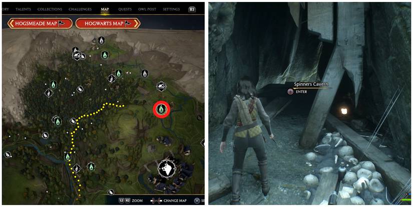 spinners cavern location in hogwarts legacy