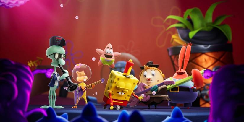 SpongeBob and friends in SpongeBob SquarePants The Cosmic Shake