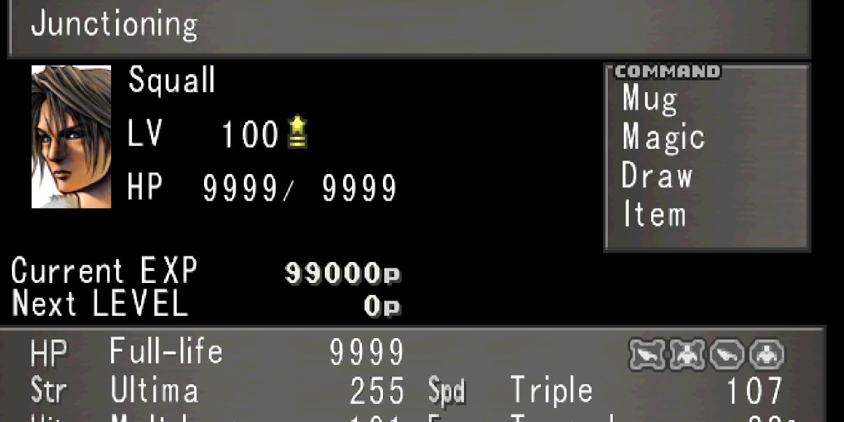 Final Fantasy Squall Magic Junctions Menu