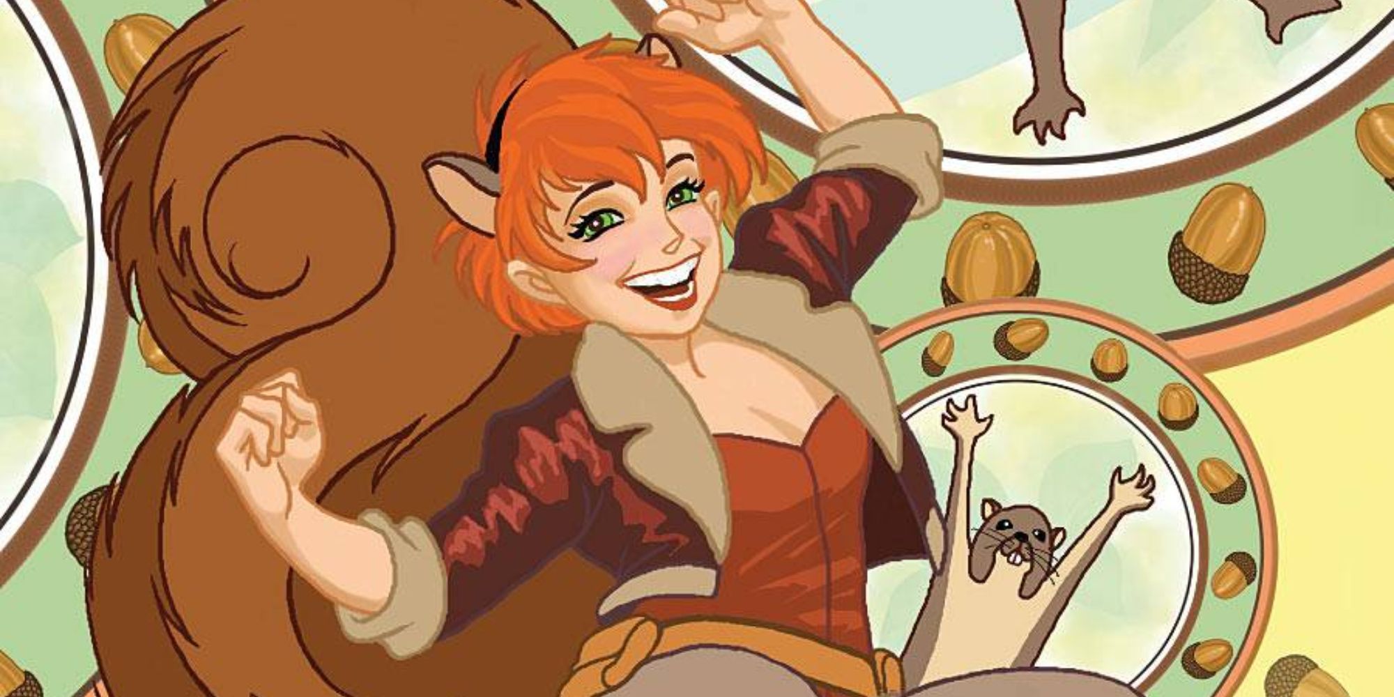 Squirrel Girl with a squirrel in a comic cover