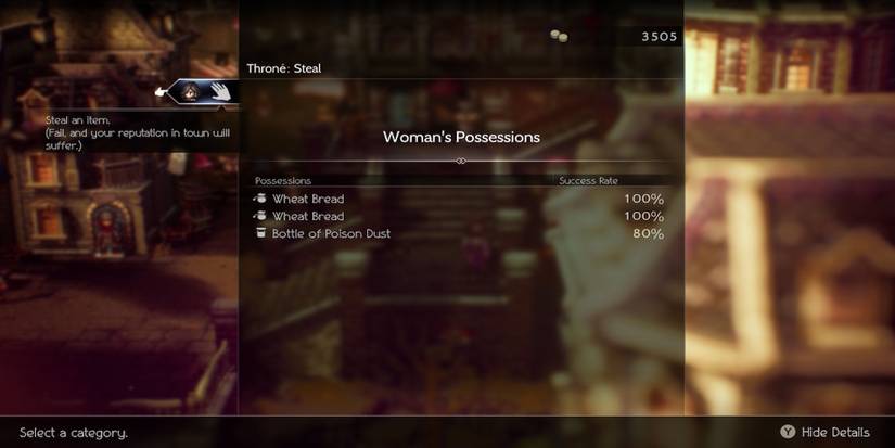 Stealing from an NPC in Octopath Traveler 2