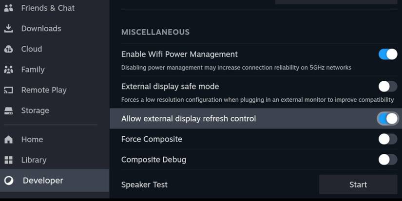 Steam Deck External display refresh
