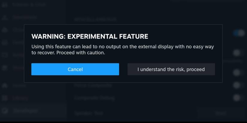 Steam Deck External display warning