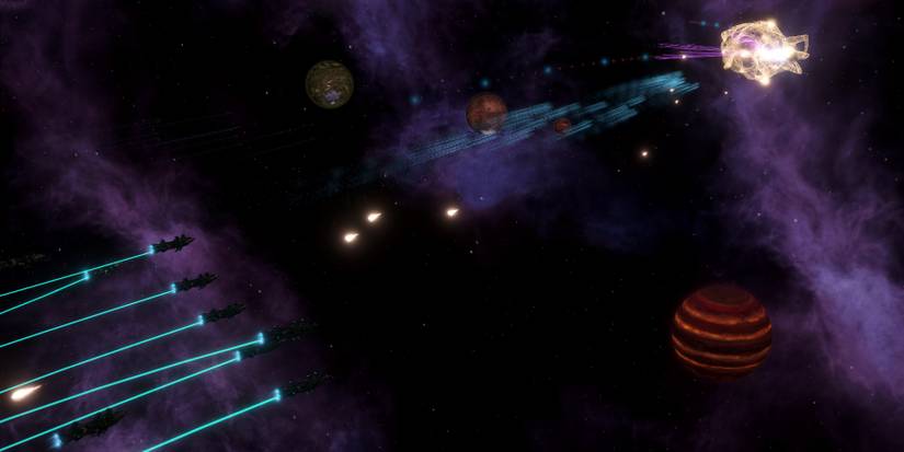 Stellaris fighting the Stellarite Devourer