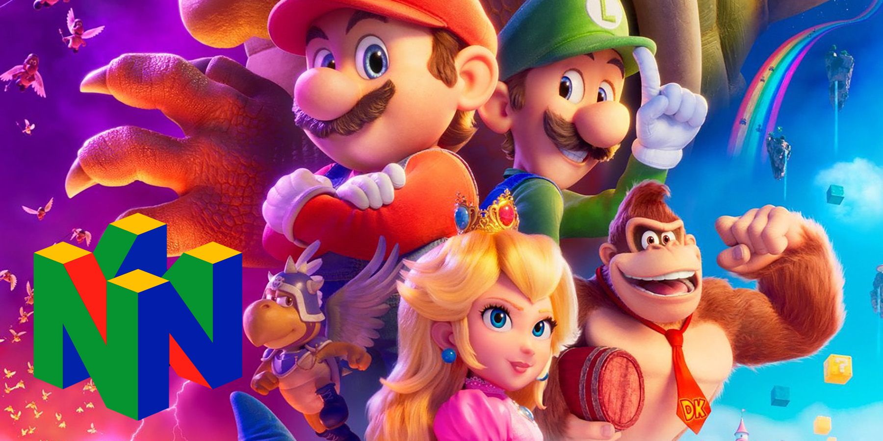 Super Mario Bros. movie poster with nintendo 64 logo