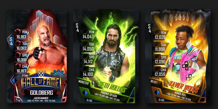 Goldberf, Seth Rollind and Xavier Woods Supercard fusion