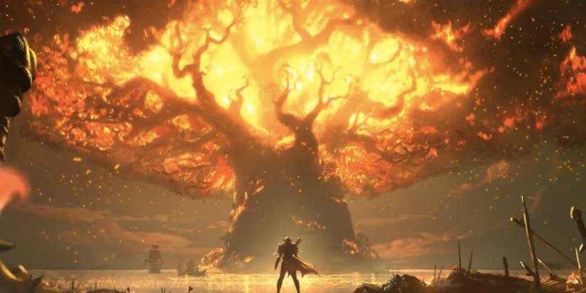 Sylvanas watches Teldrassil burning in World of Warcraft