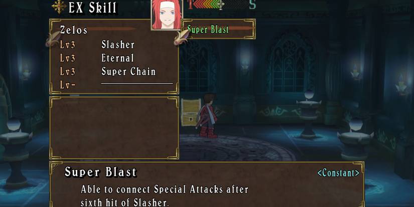 Symphonia Super Blast in Zelos' menu