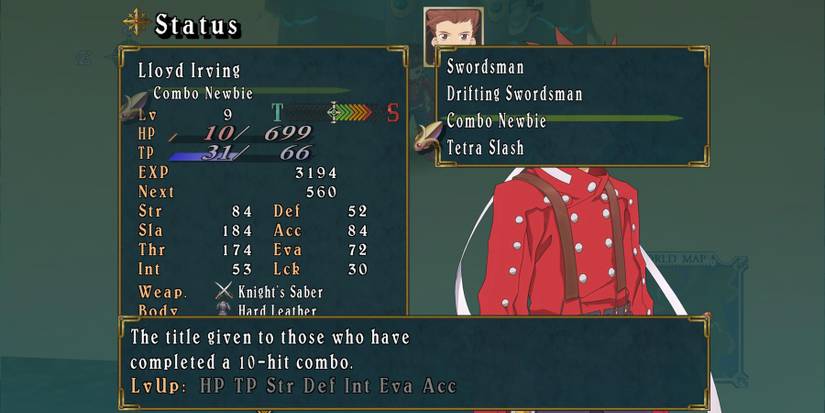 Tales of Symphonia  select a new title in Status