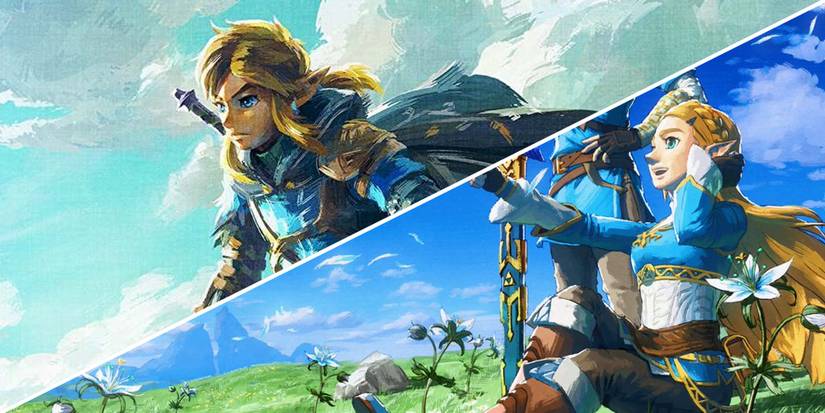 Official artwork of Link and Zelda from Tears of the Kingdom & Breath of the Wild