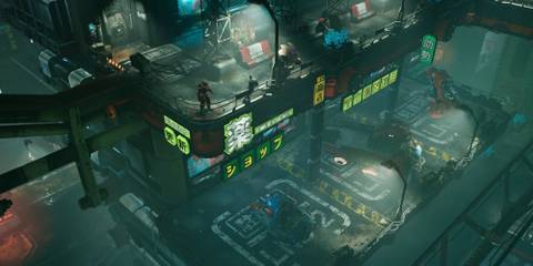 the ascent characvter standing on neon balcony