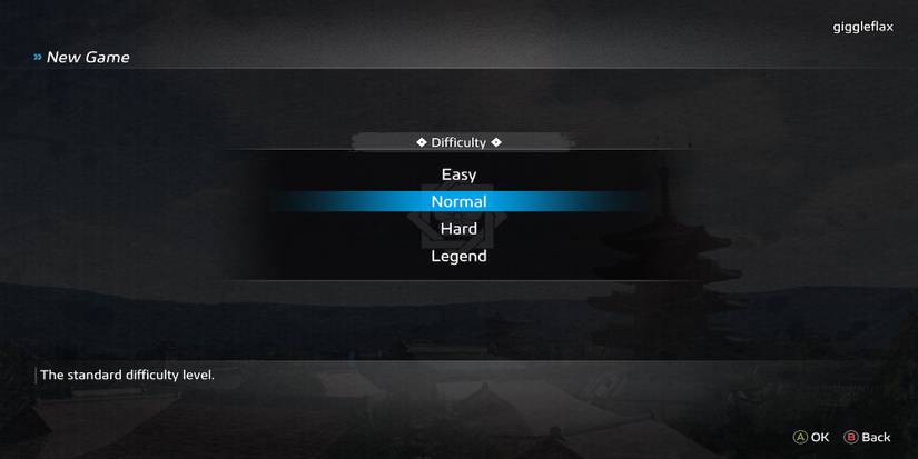 The difficulty menu in Like a Dragon Ishin