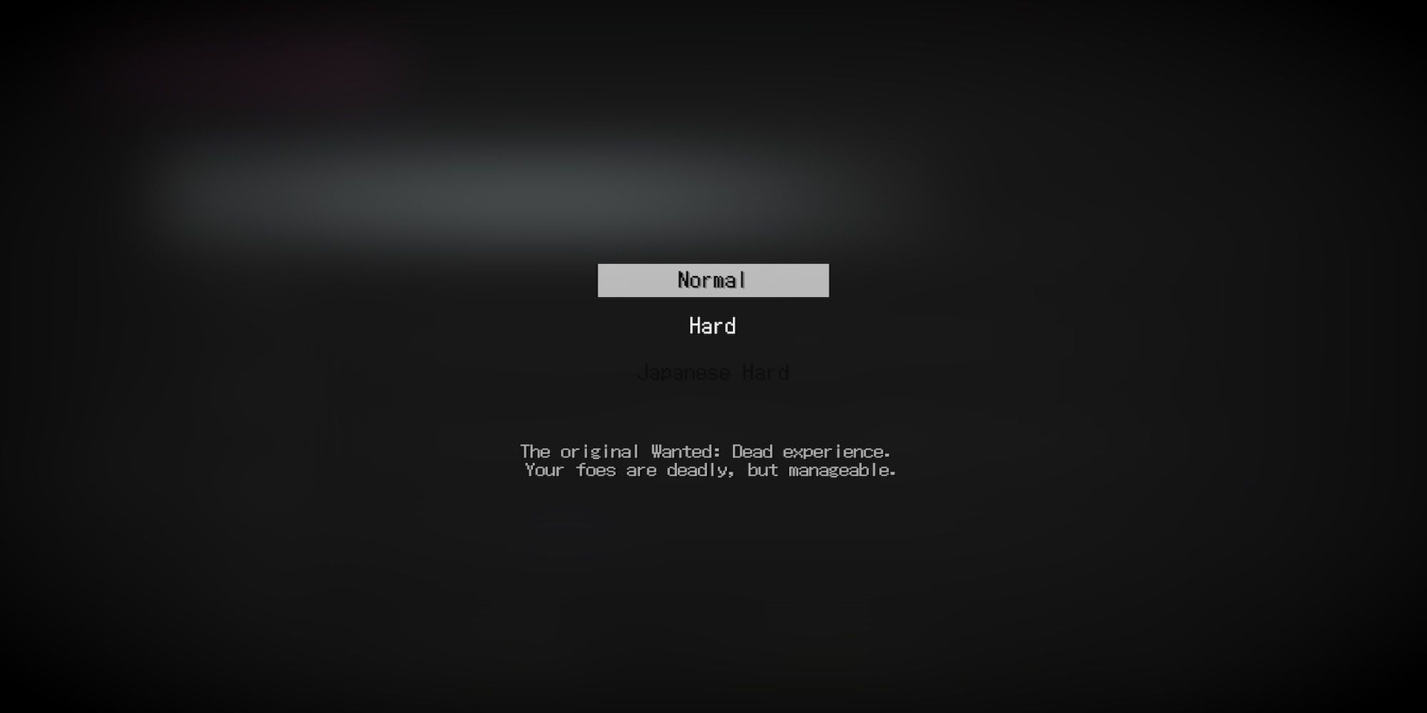 The difficulty menu in Wanted Dead