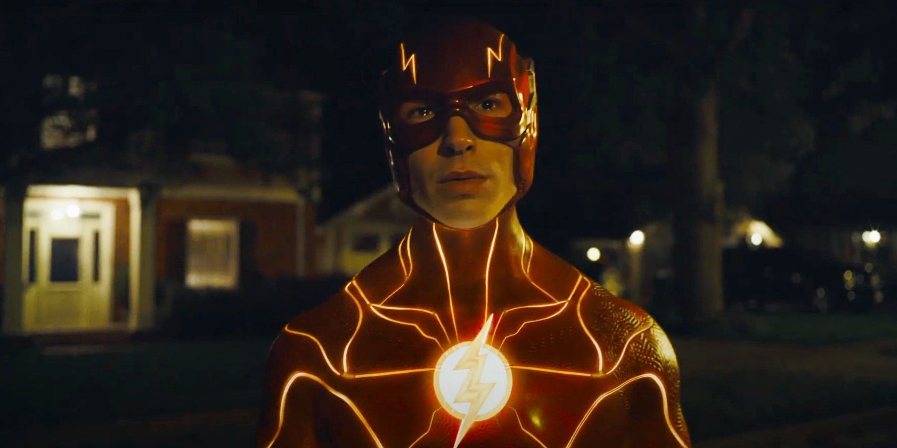 Ezra Miller costume in close-up from The Flash Trailer