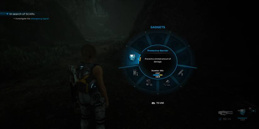The gadget menu in Scars Above
