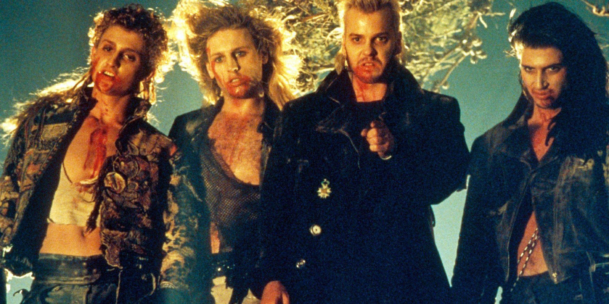 The group of vampires known as the Lost Boys, standing over someone threateningly.