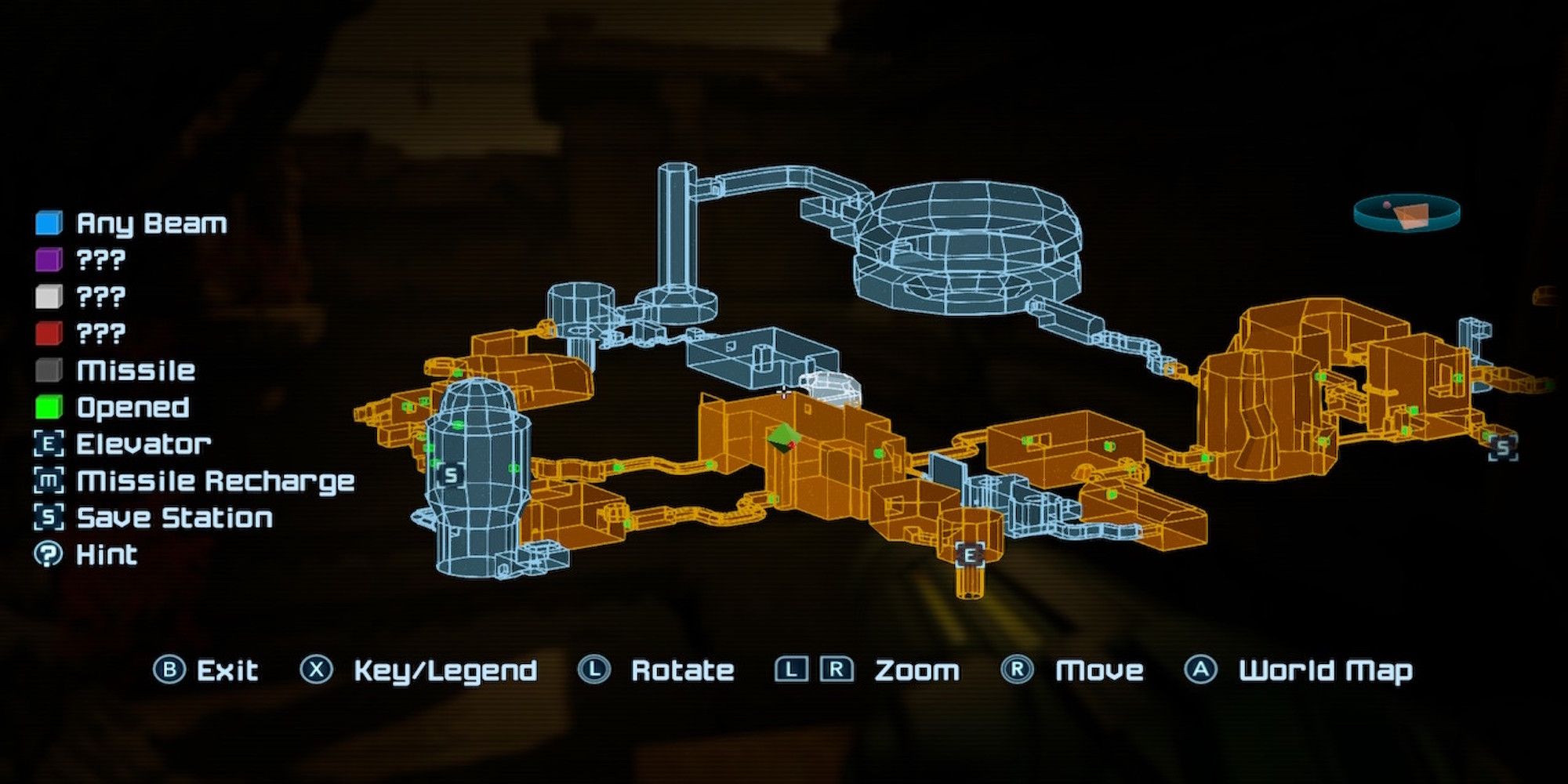 The map in Metroid Prime Remastered