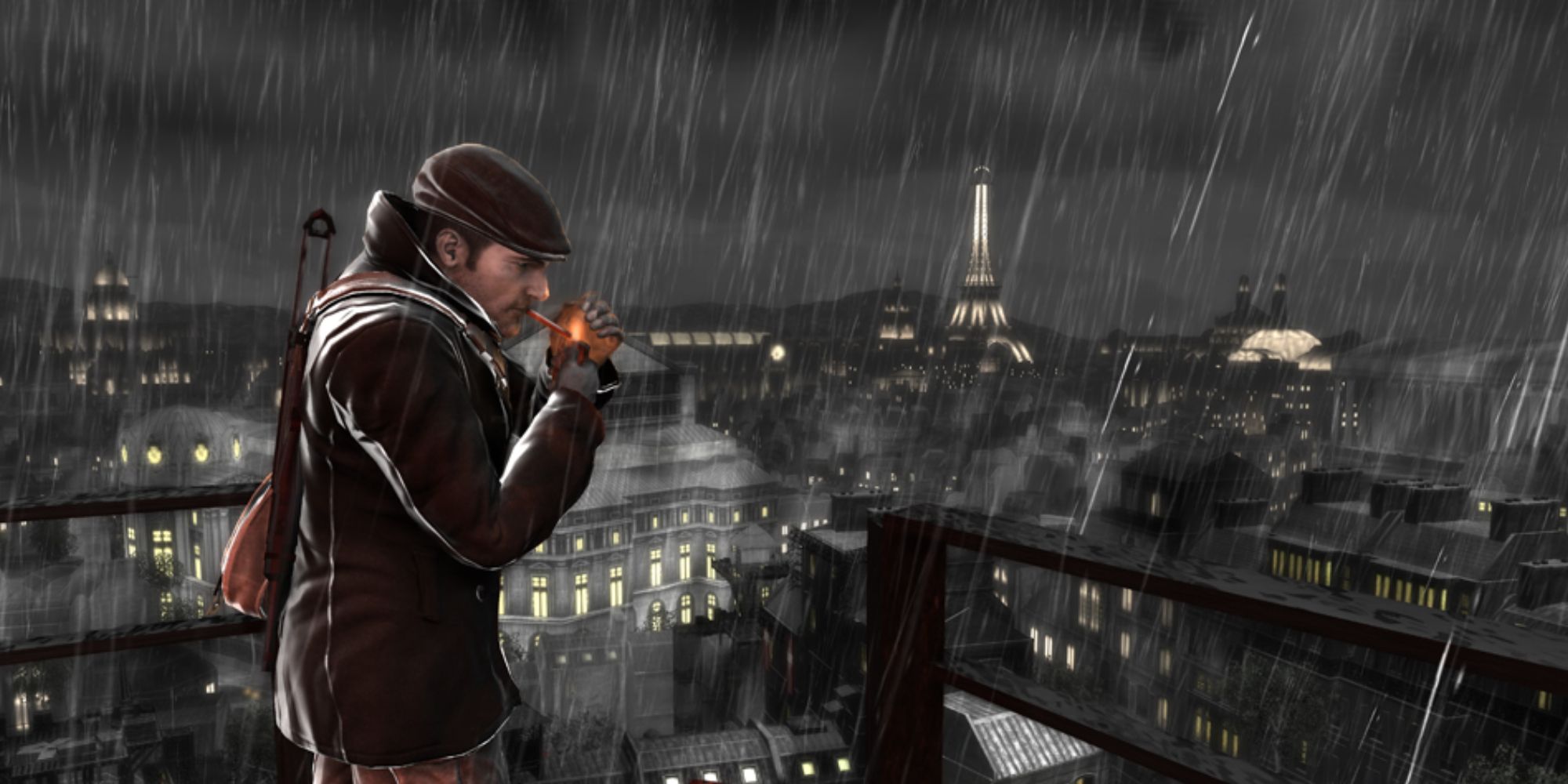 The Saboteur Smoking on a Paris rooftop