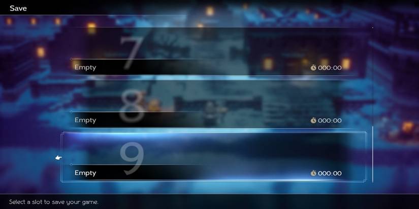 The save menu in Octopath Traveler 2