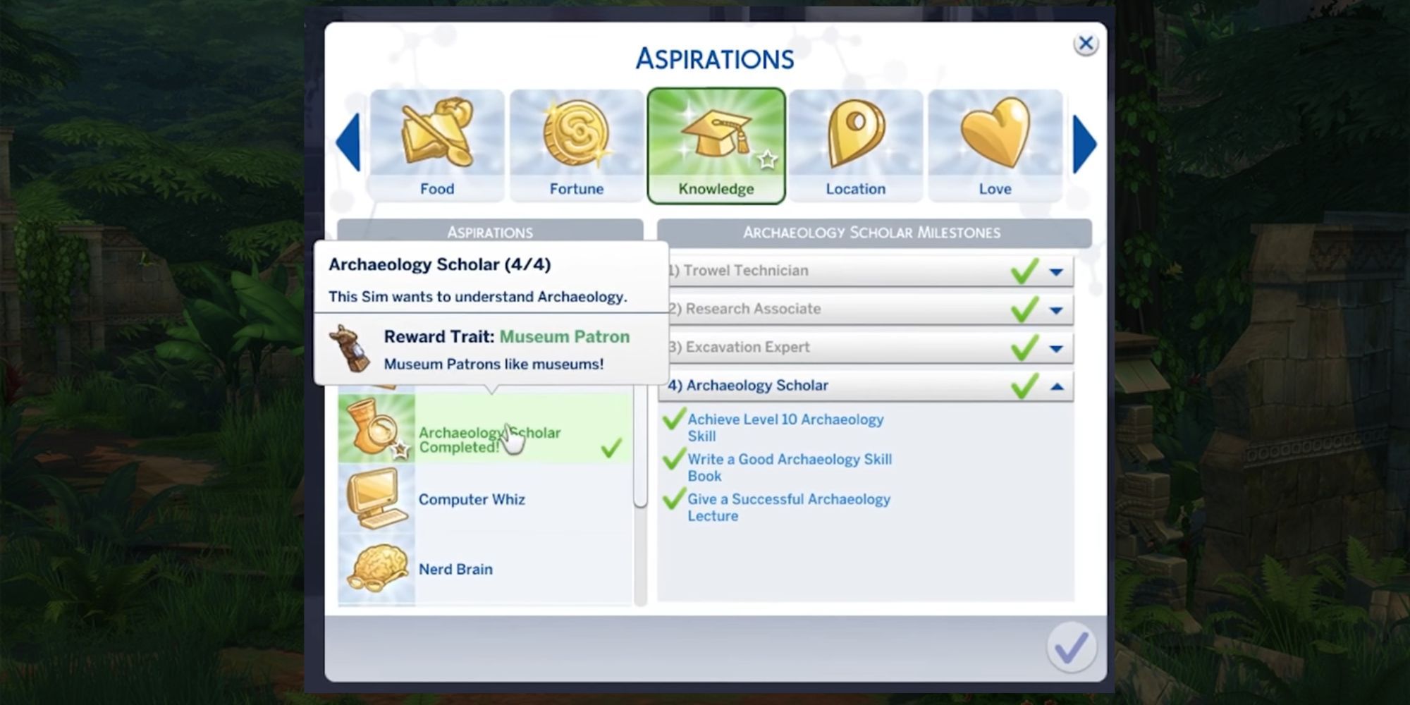 The Sims 4 Archaeology Scholar Aspiration