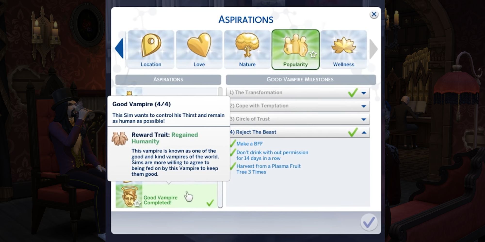 The Sims 4 Good Vampire Aspiration