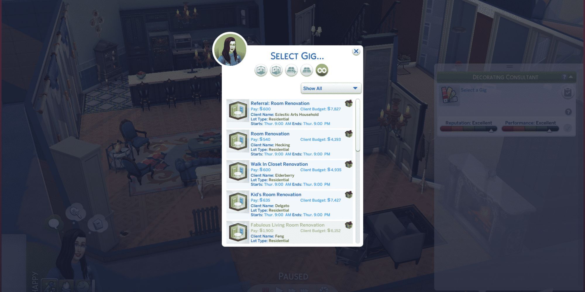 The Sims 4 Interior Decorator Gigs