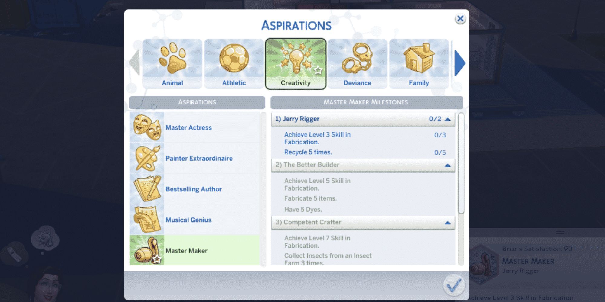 The Sims 4 Master Maker Aspiration