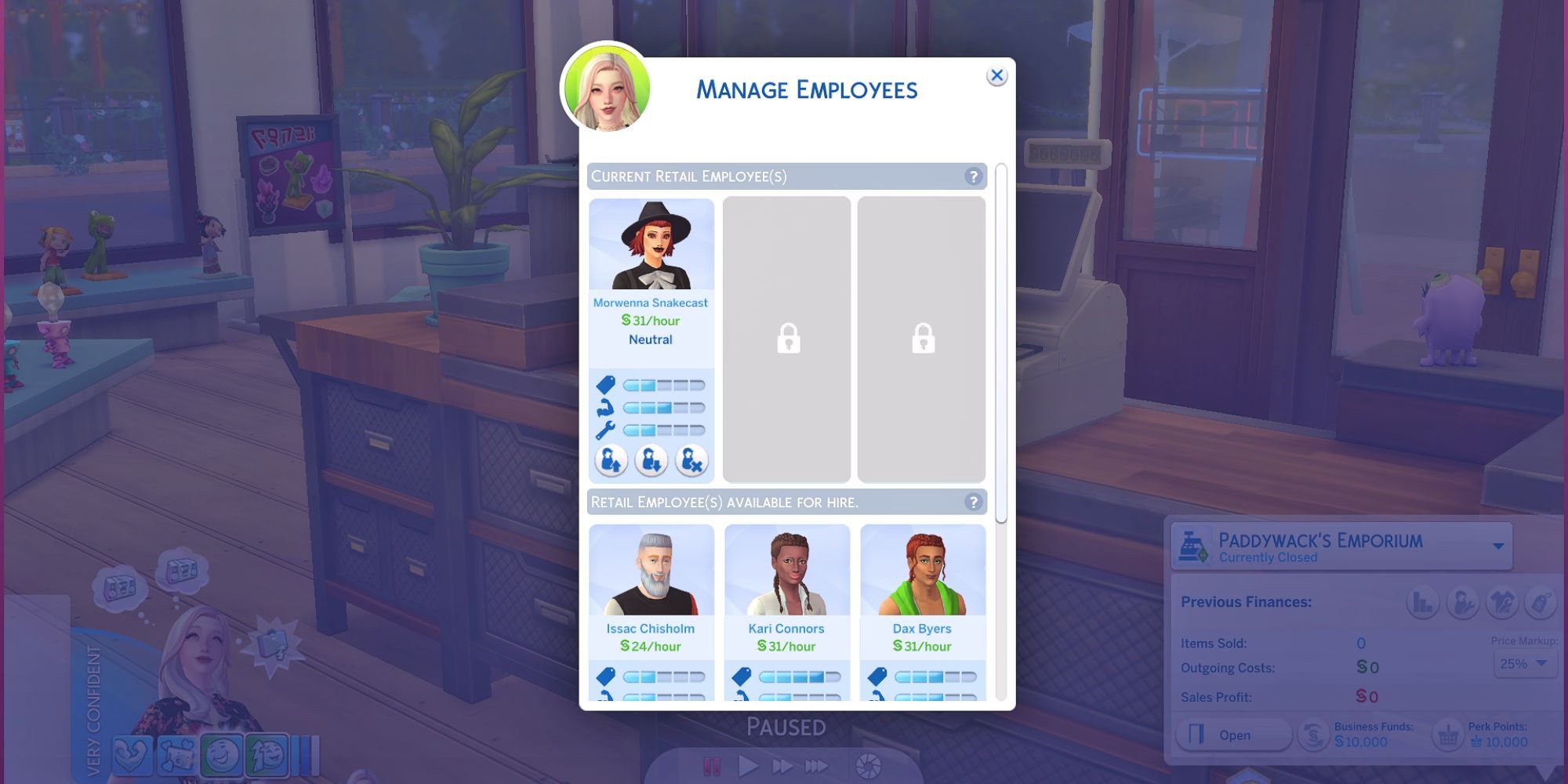 The Sims 4 Retail Manage Employees