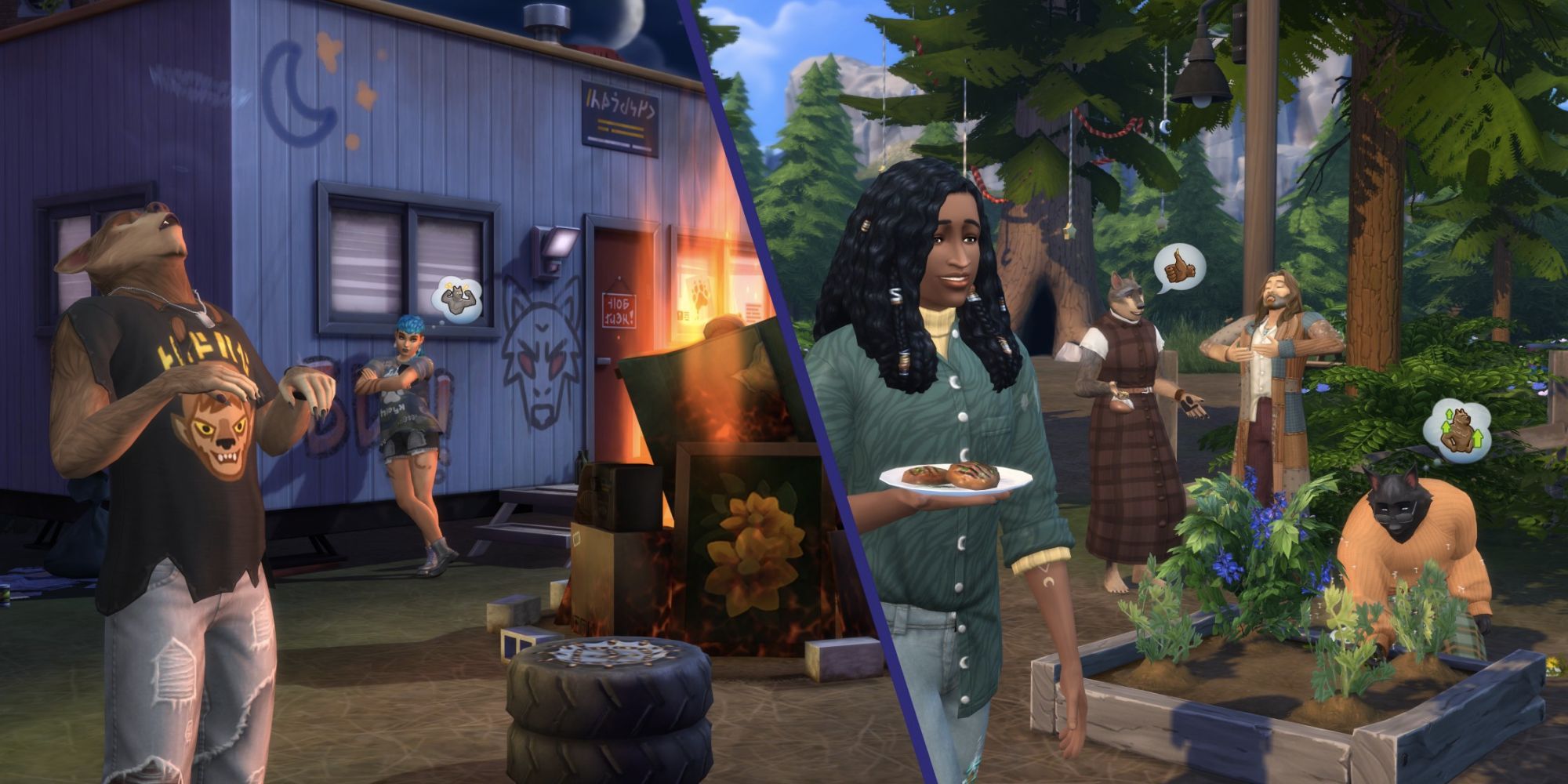 The Sims 4 Werewolf Packs Split Image