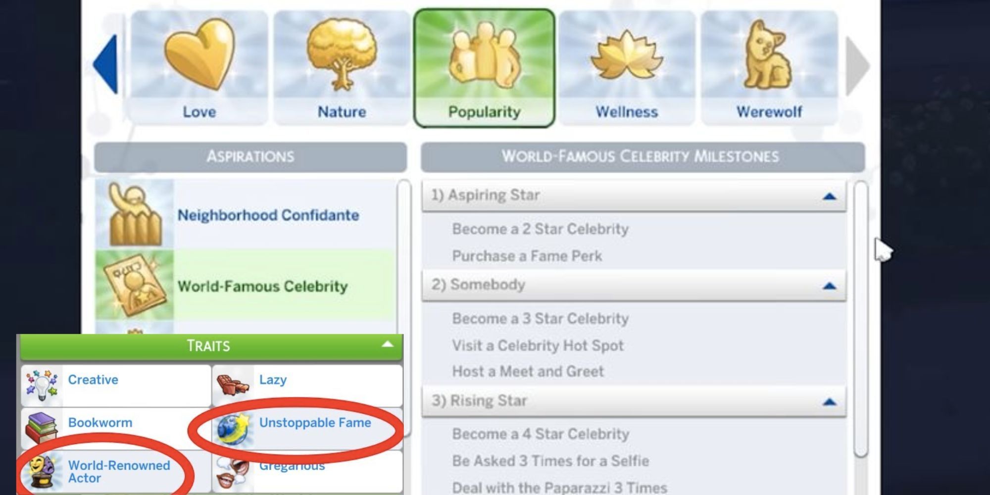 The Sims 4 World-Famous Celebrity Aspiration