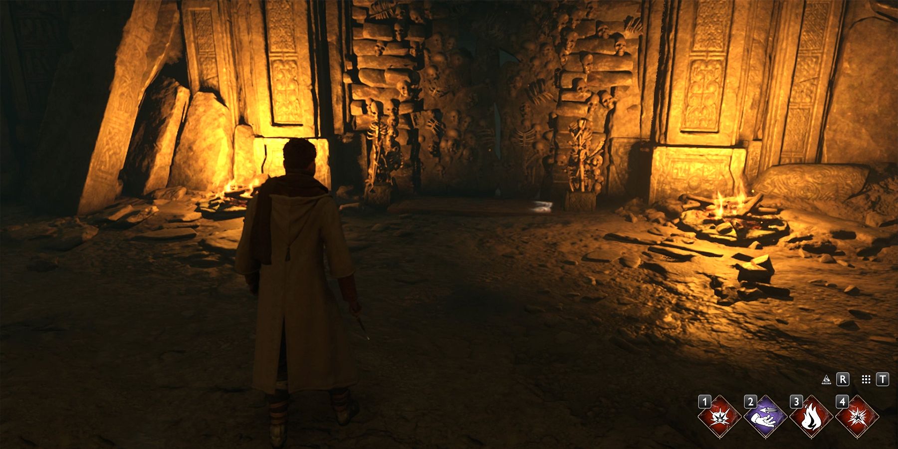 the skeleton gate inside the catacombs in hogwarts legacy