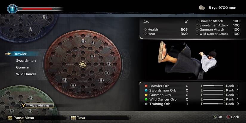 The style menu in Like a Dragon Ishin