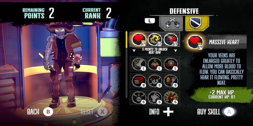 The upgrade menu in Dust & Neon