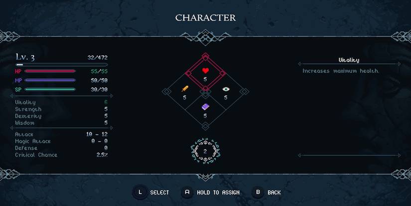 The upgrade menu in Elderand