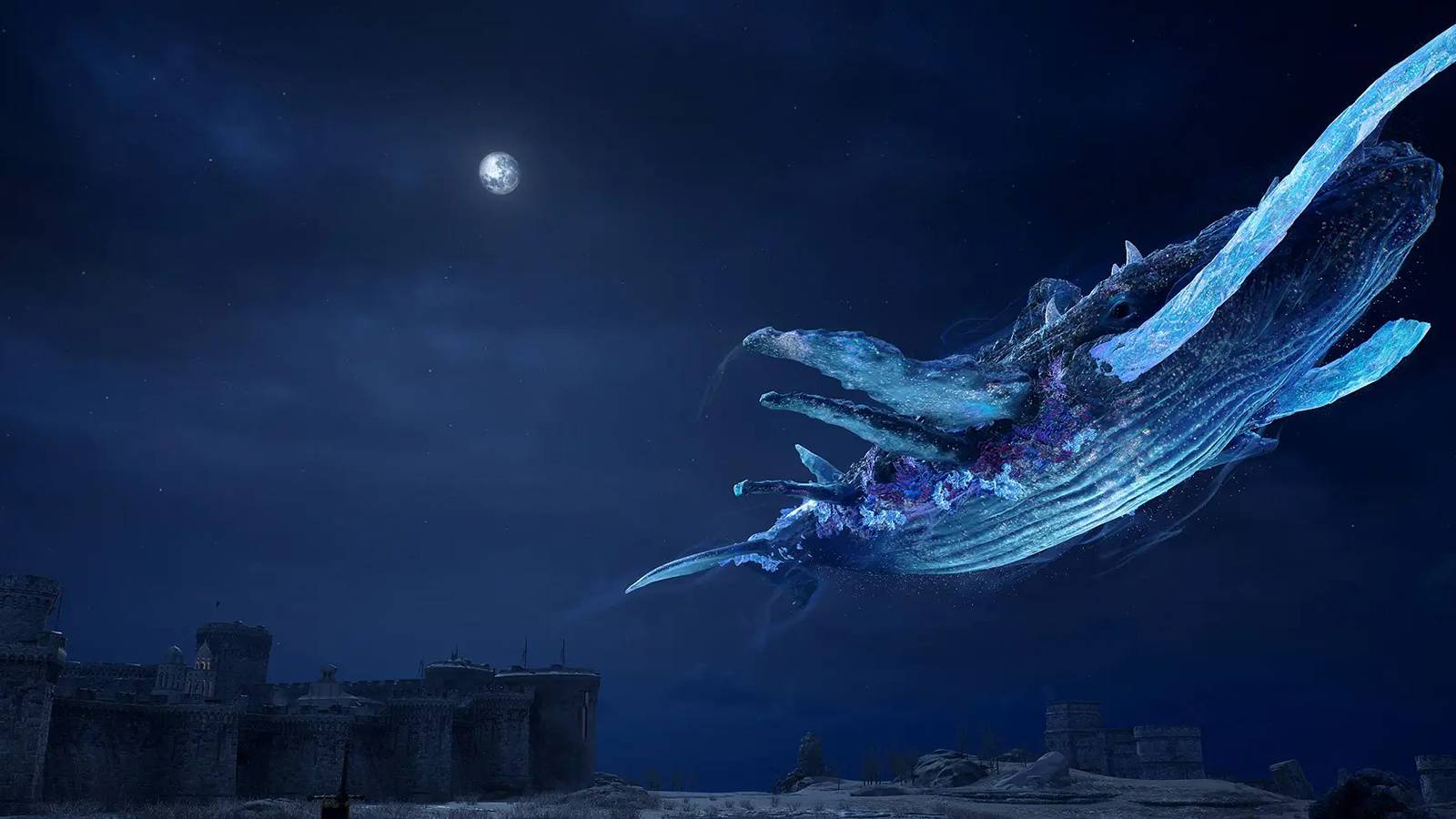 throne and liberty glowing whale in the sky