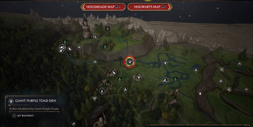A Giant Purple Toad Den in Hogwarts Legacy