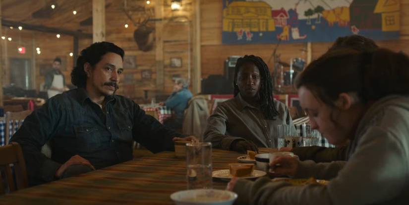 Tommy, Maria and Ellie in HBO's The Last of Us.