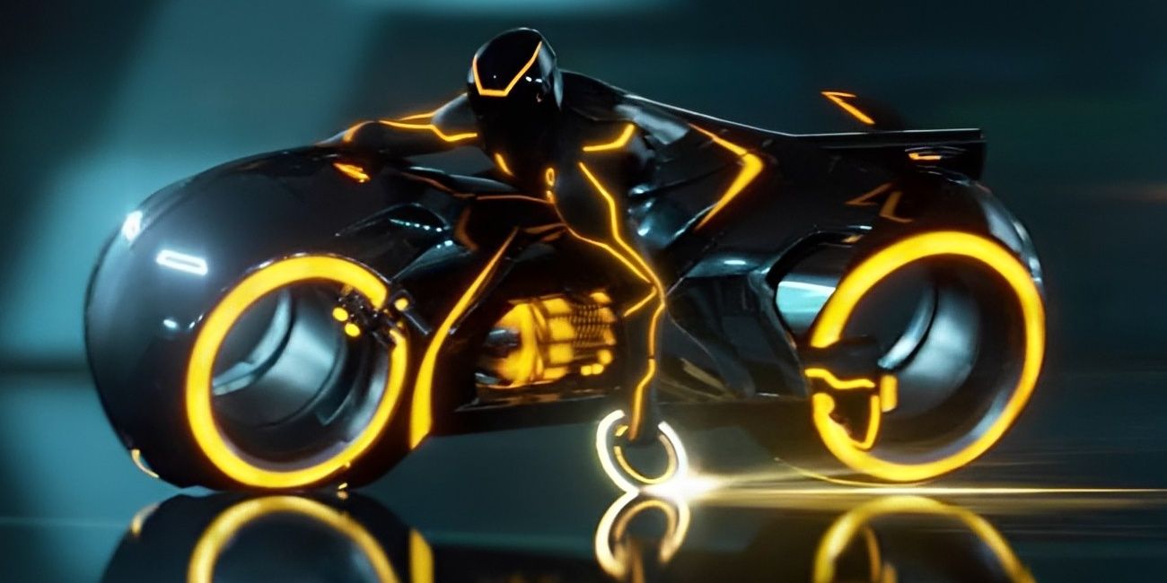 A yellow light cycle from Tron