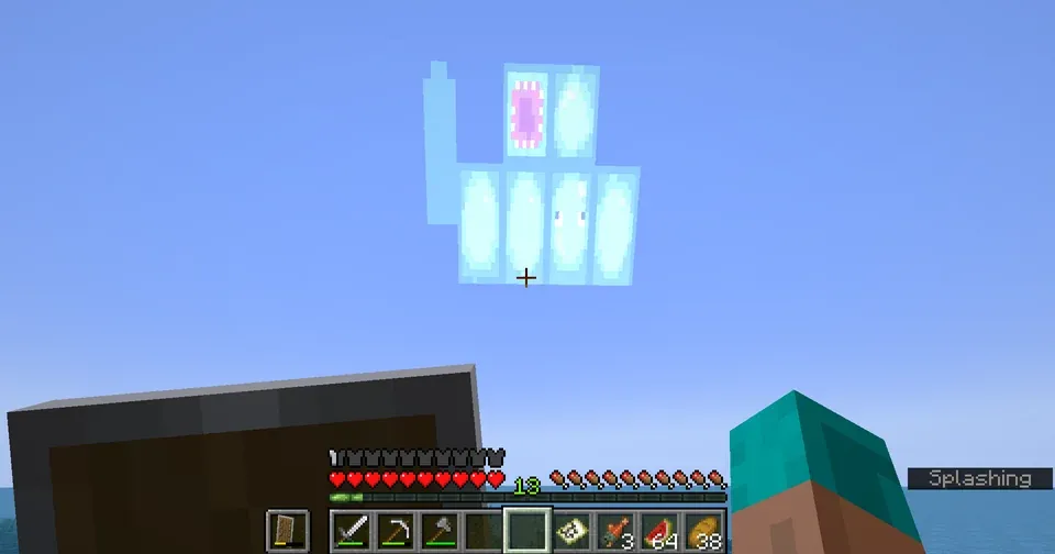 Screenshot of a Minecraft bug that replaces the sun texture with a squid texture