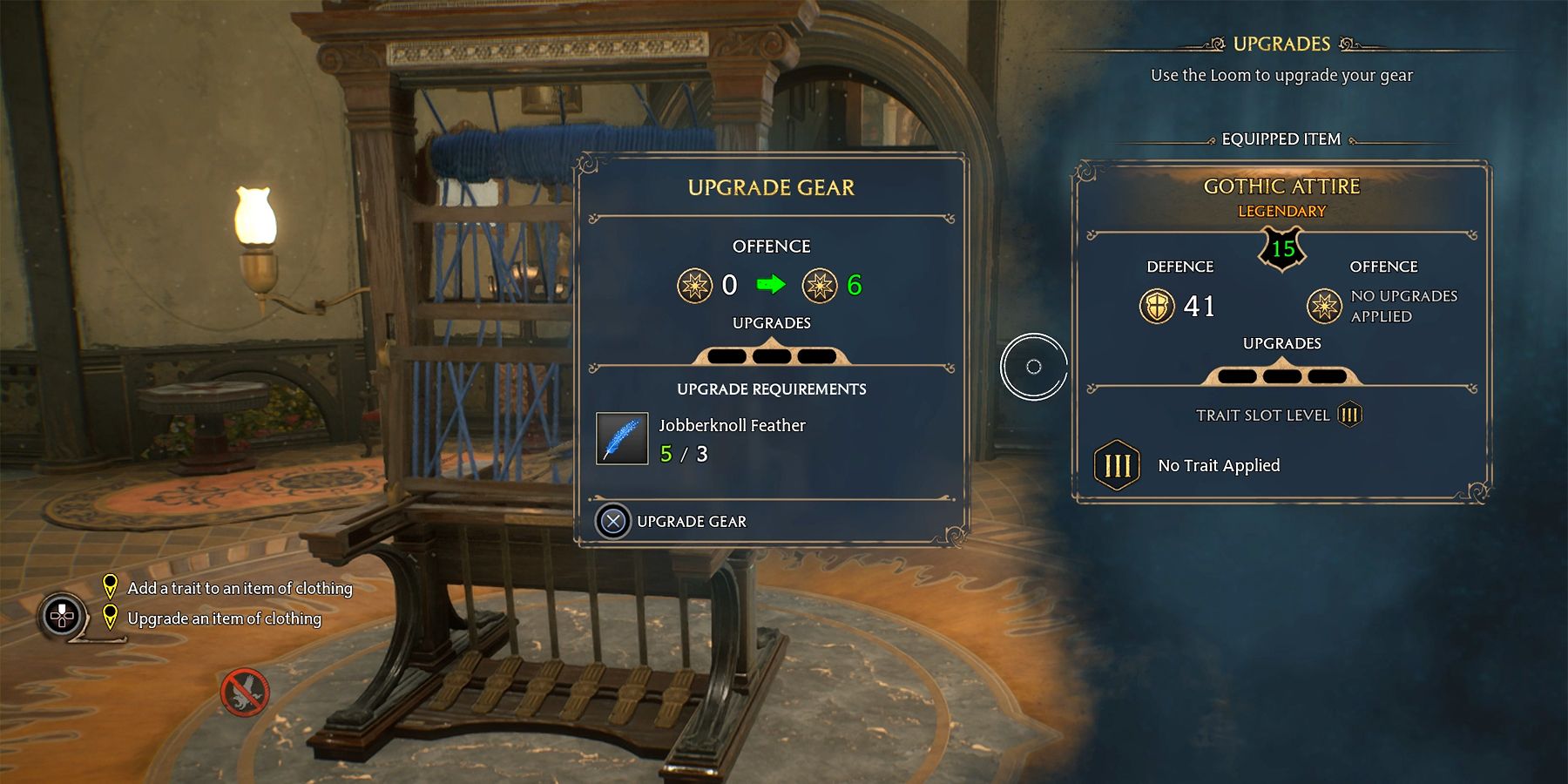 upgrade gear at the loom in hogwarts legacy