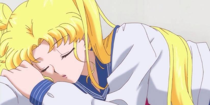 A sleeping Usagi Tsukino as she appears in Sailor Moon Crystal
