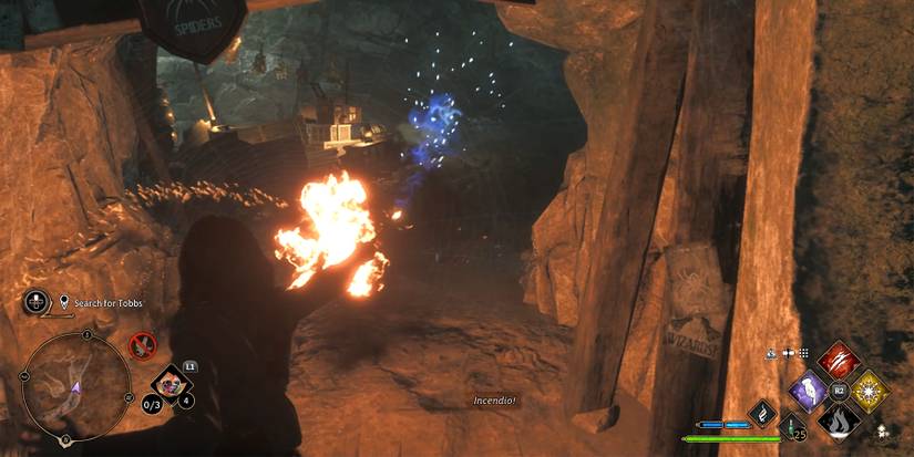 use fire spell to remove web in hogwarts legacy