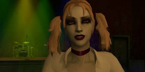 Vampire: the Masquerade - Bloodlines - The blonde, pig-tailed owner of the Asylum club Jeanette, addressing the player in her club.