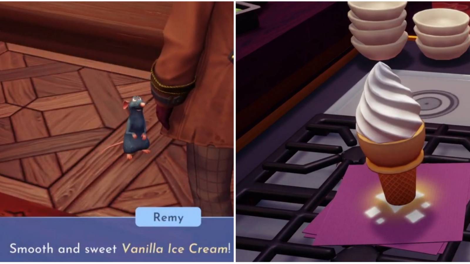 the unknown flavor remy and vanilla ice cream in the game