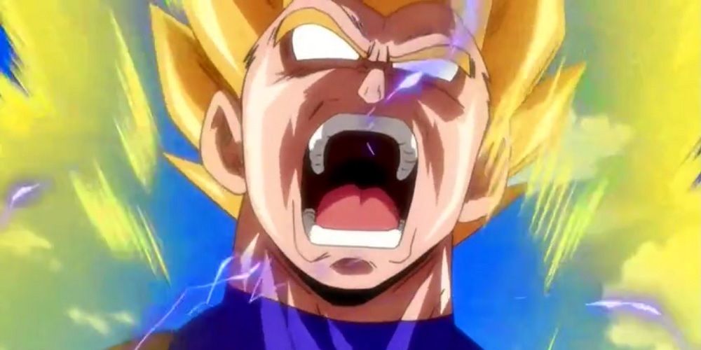 Vegeta raging after seeing Bulma hurt in Dragon Ball Z Battle of the Gods