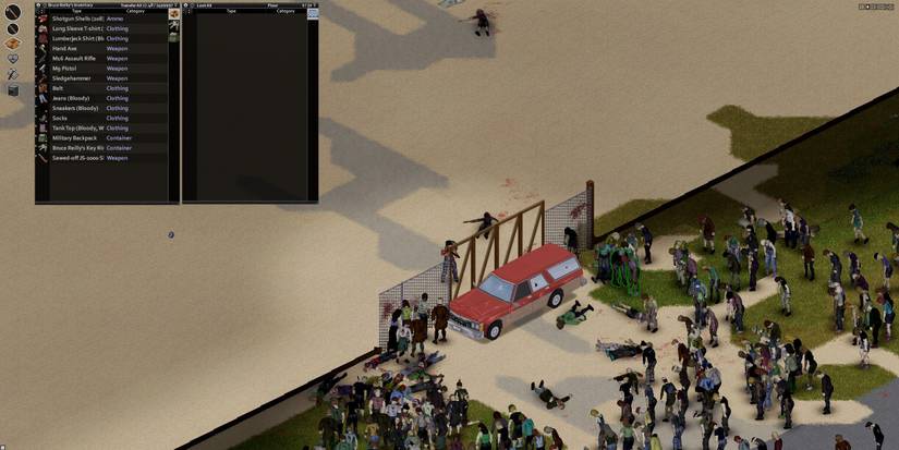 Player defending themselves against herd of zombies